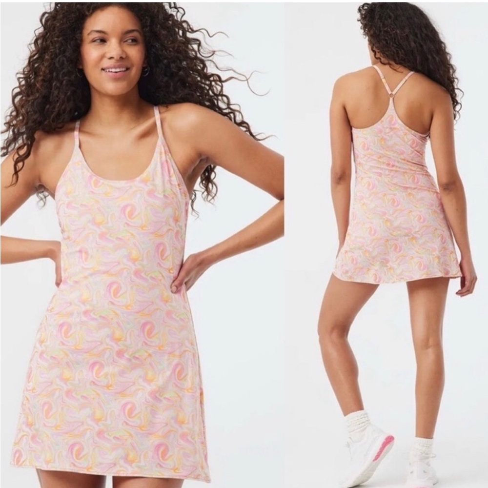 Outdoor Voices Exercise Dress - pink swirl pattern